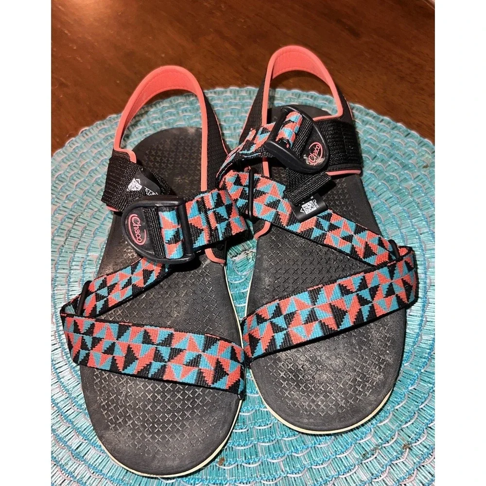 Chaco Women's Size 7 Confluence Sandals Multi Teal Orange Hiking Sport Strappy - Picture 5 of 10
